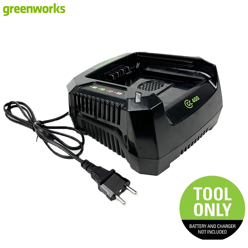 Greenworks 82V 4A Battery Charger Fast Charging EU Plug Diagnostic LED Indicator Smart Protection Built-In Air Vent Tool Only