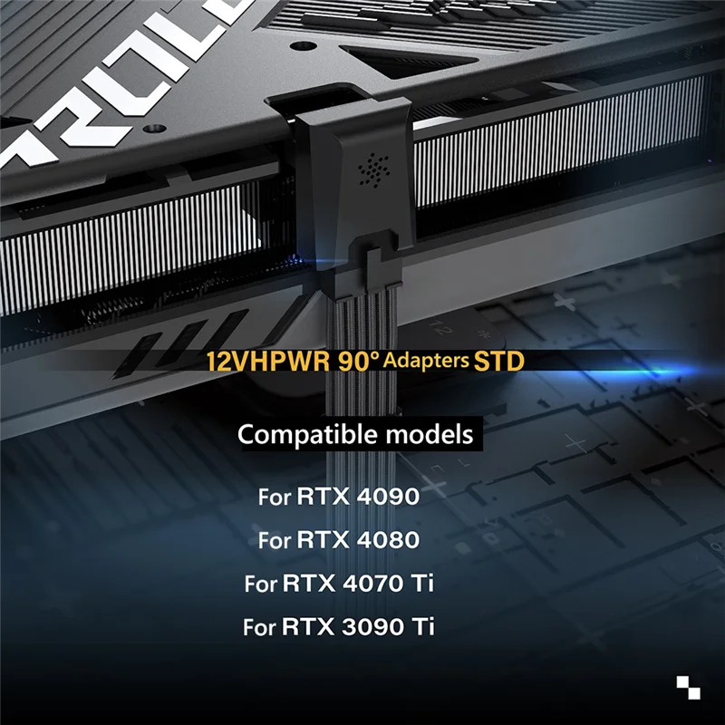 Reliable-Power Supply Connector 16Pin(12+4PIN) ATX3.0 12VHPWR 450W Graphics Card GPU 90 Degree Adapter For RTX4090 Durable Black