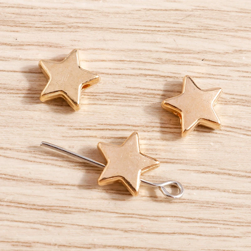 Tusember 50 Stück 9*9mm Legierungs-Süße kleine Stern-Charms-Perlen für Halsketten, Ohrringe, Armbänder, Anhänger, handgemachten Schmuck, DIY – Detail 2