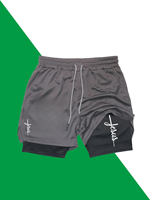 Men's Fitness Running Training Sports Shorts Fashion Printing 2-in-1 Double-layer Summer Mesh Fast Drying Mobile Phone Shorts