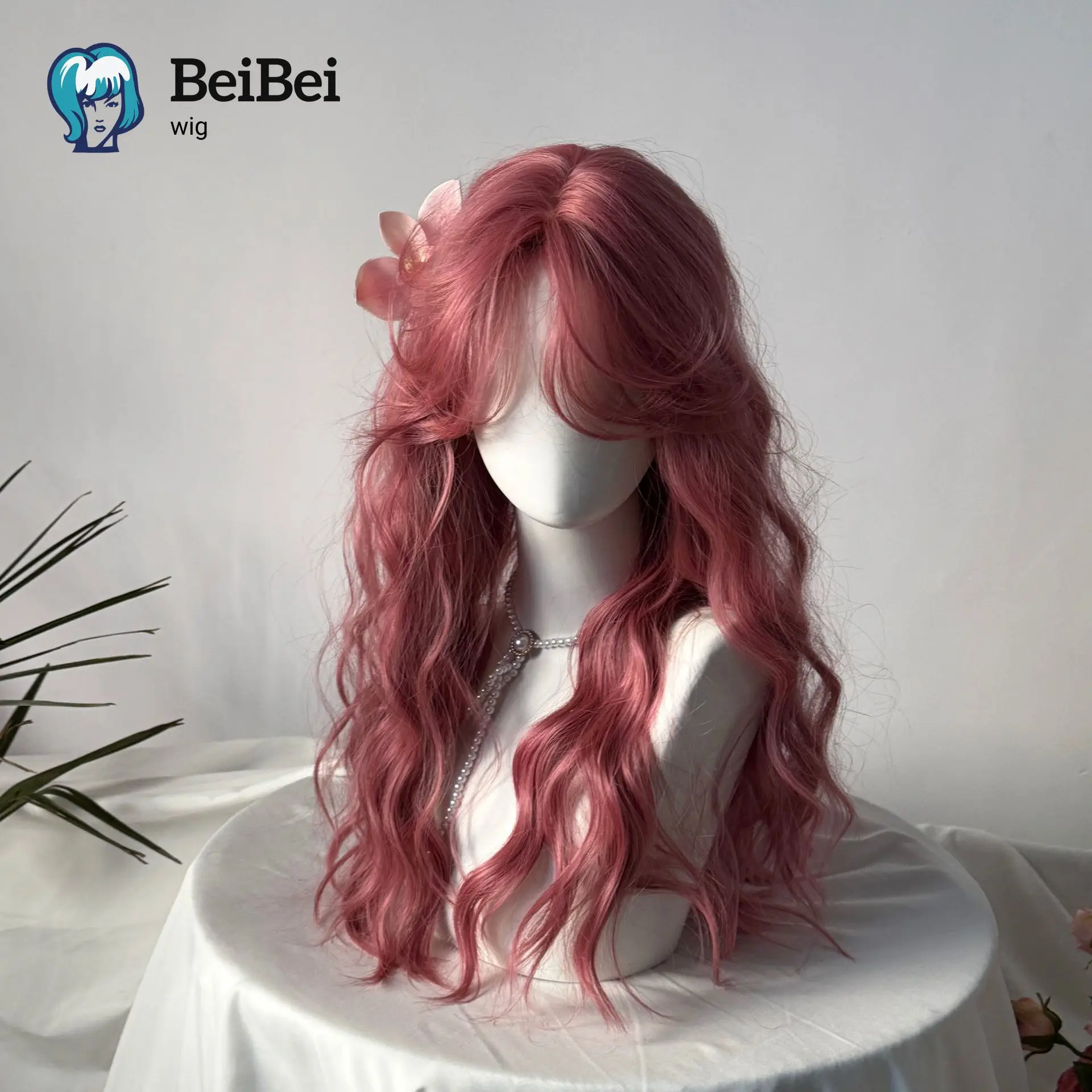 parrucca-rosa-beibei-rose-bean-paste-per-donna-con-fascia-lunga-26-pollici-ondulata-con-riga-centrale-stile-lolita-carino-senza-colla