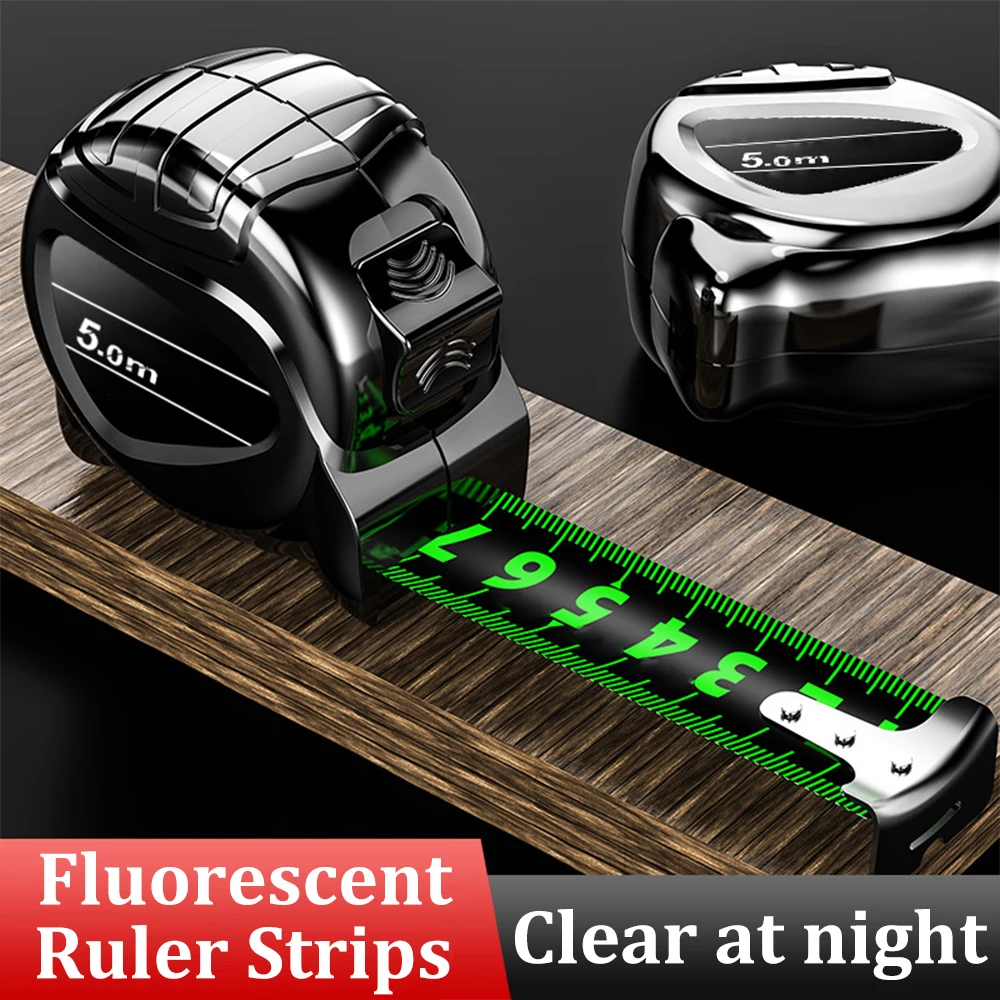 5/7.5/10M Self Locking Fluorescent Steel Tape Measure High Precision Thickened Wear-resistant Measuring Tape Widened Meter Ruler