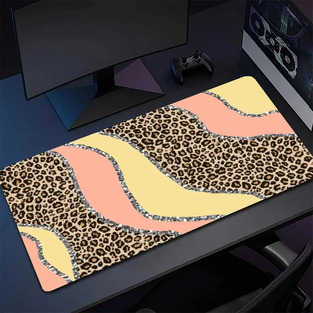 Leopard Print Wave Stripe Mouse Pad Non Slip Rubber Base Smooth Glide Table Mat For Trendy Desk