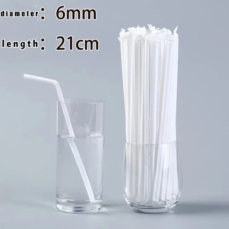 100PCS Disposable Straws White Individually Packaged Straws Suitable for Home Party Milk Tea Juice Milkshake Coffee