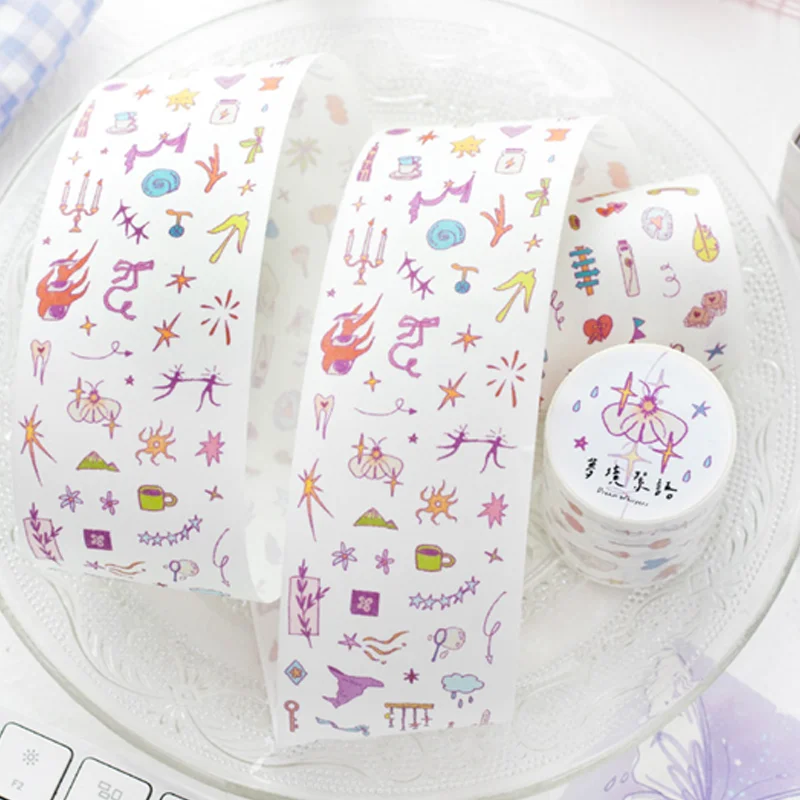 Mr. Paper Line Drawing Masking Tape 1 roll Color Graffiti Love Star Sticker Tape Home Decoration Mobile DIY Gifts for Friends