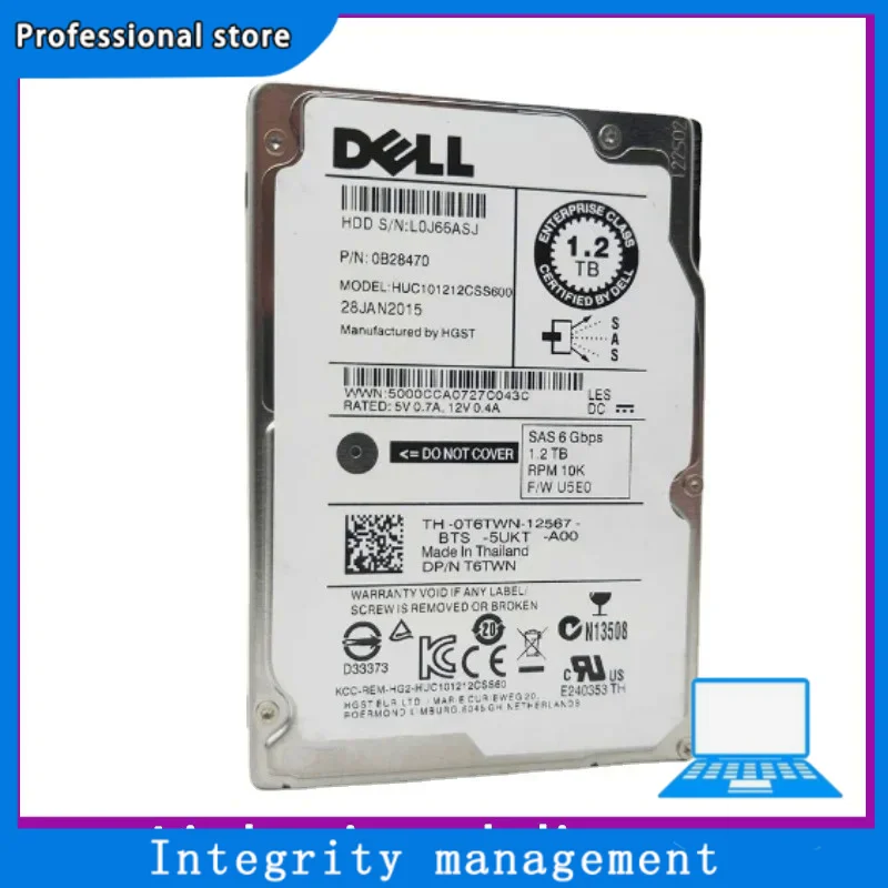 

FOR Dell 1.2TB 6G 10K 2.5" SAS 0T6TWN T6TWN HUC101212CSS600 HDD Hard Drive 98%New