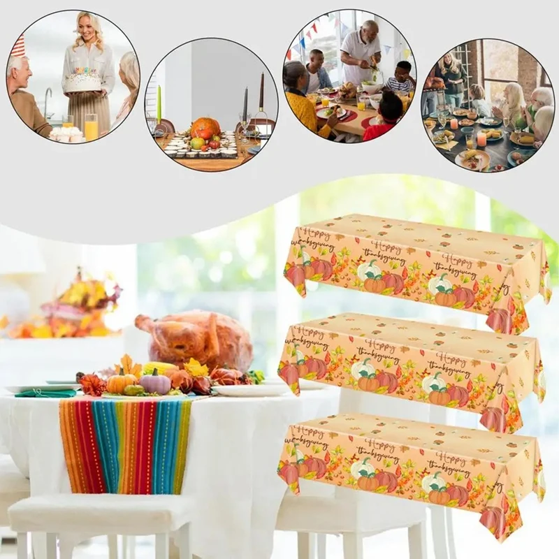 Thanksgiving Autumn Tablecloth Pumpkin Maple Leaf Autumn Harvest Season Home Dinner Kitchen Partys Holiday Decoration