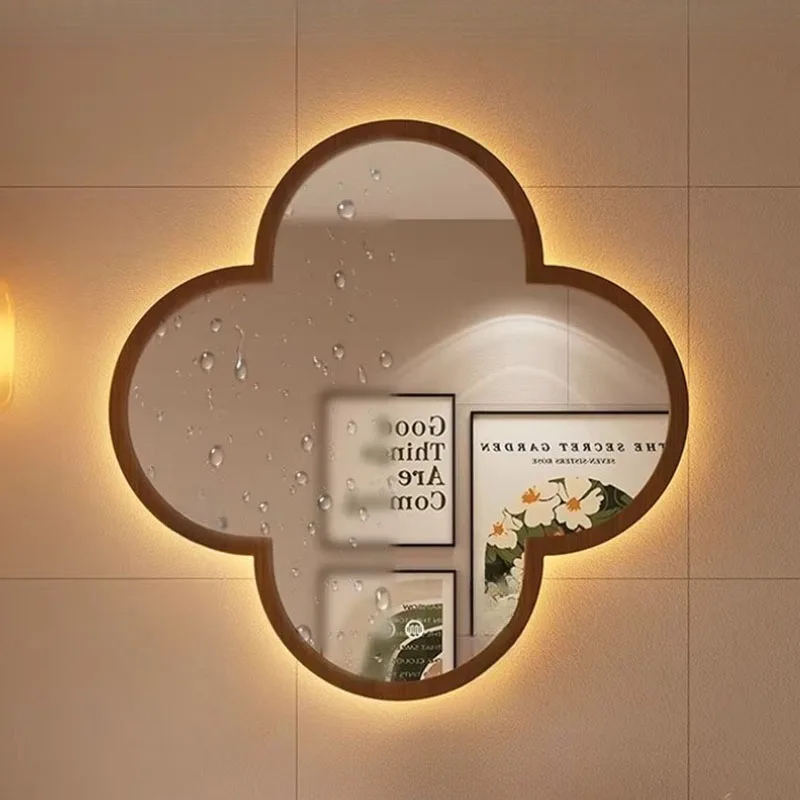 Modern Art Mirror Aesthetic Girls Small Dressing Table Funky Mirror Cute Self Adhesive Spiegel Wand Living Room Decorations