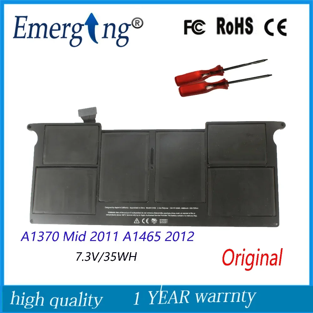 

7.3v 35Wh New Original A1406 Laptop Battery for Apple MacBook 11inch A1370 Mid 2011 A1465 2012 MC505 With tools