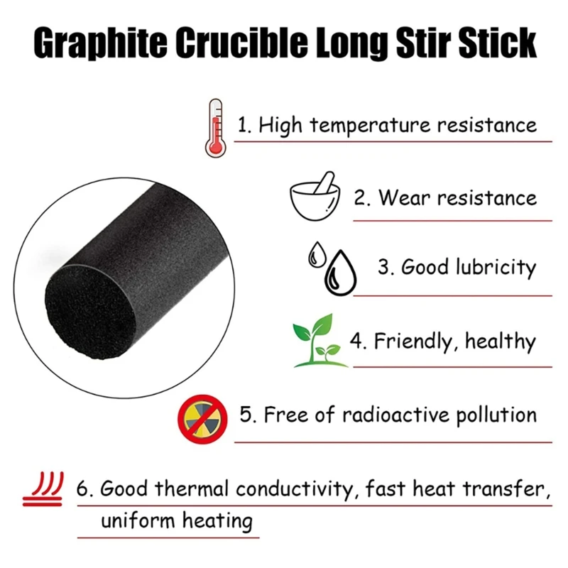 12 "Graphite Crucible Stir Bar Que Khuấy Que để Đúc nóng chảy Crucible Đúc Tinh chế Vàng Bạc Đồng