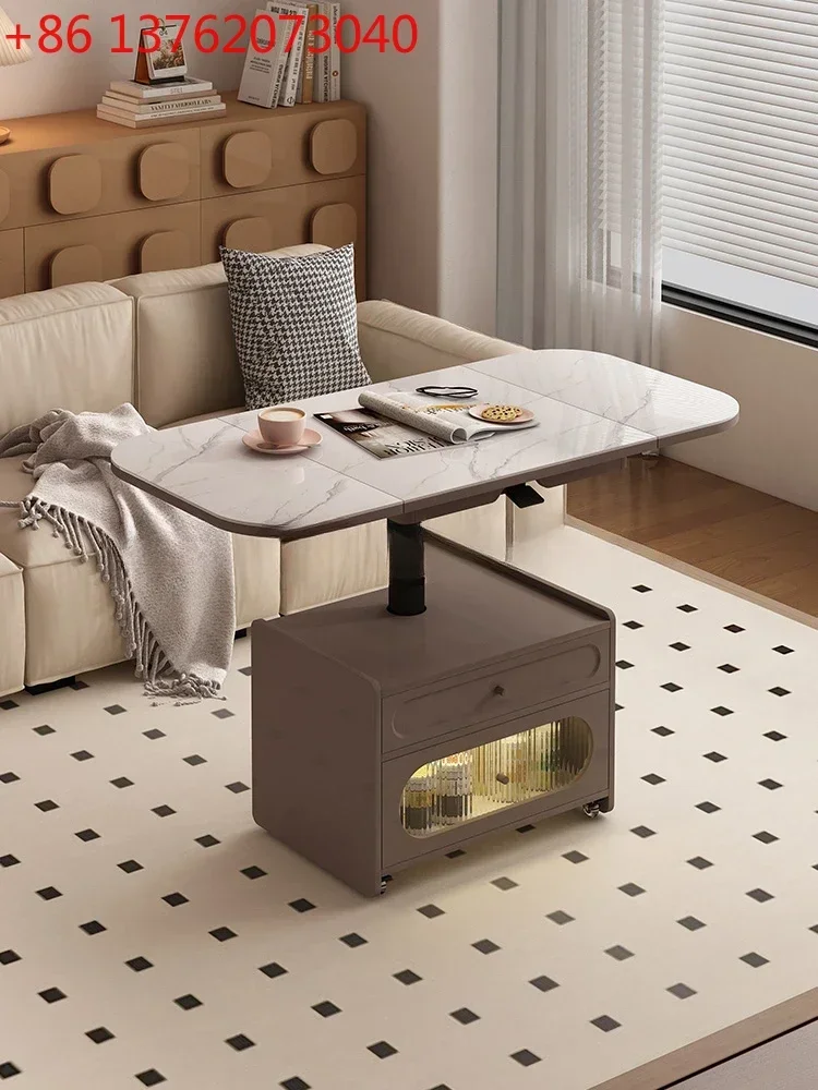 F Modern foldable lift coffee table dining table dual-purpose integrated mobile small apartment living room sofa side cabinet