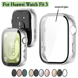 2-in-1-Schutzhßlle fßr Huawei Watch Fit 3, mit Bildschirm, gehärtetes Glas, Schutz, Uhrenschutz, mit Film