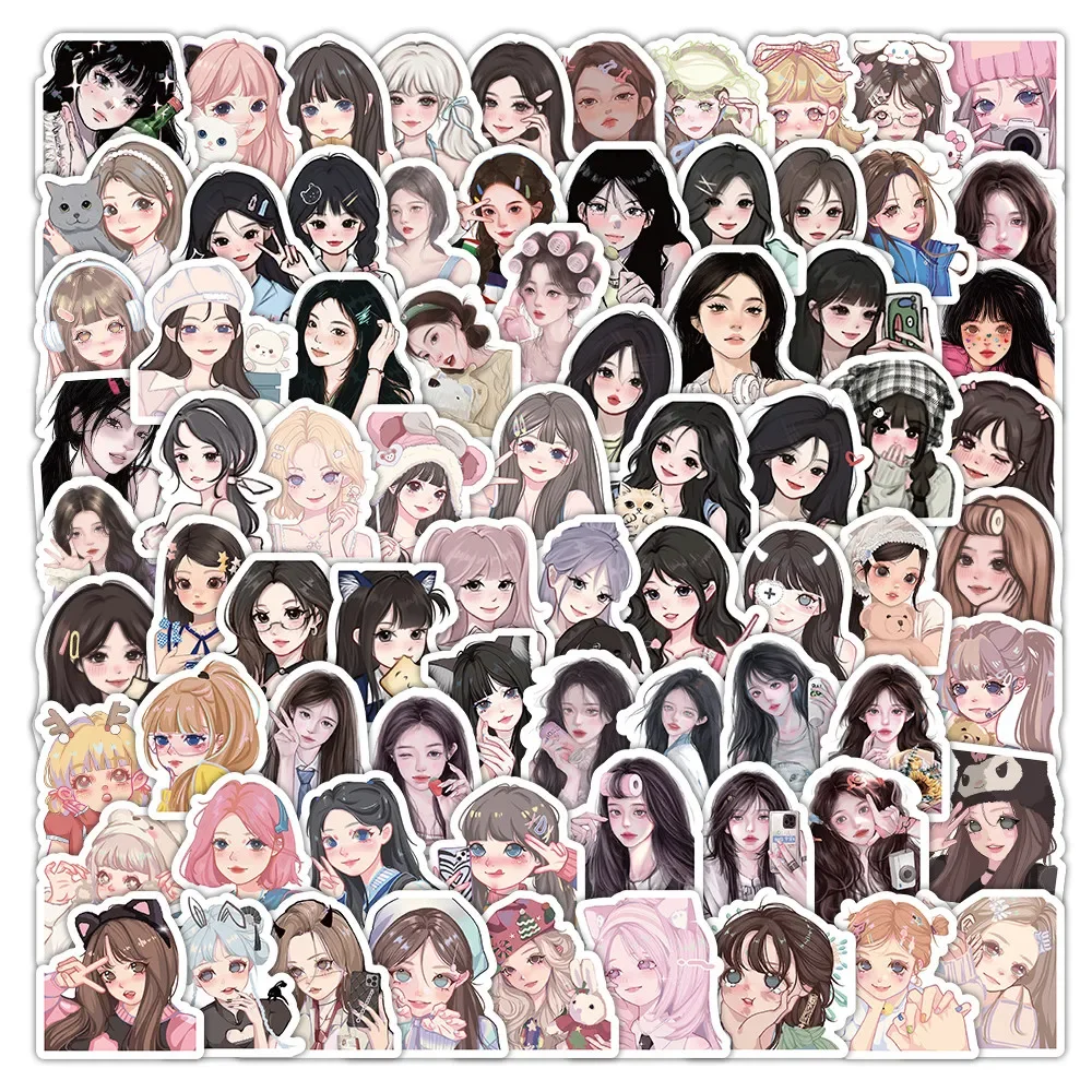 Female Character Avatar Sticker Pack 103 Sheets Art Decoration for Scrapbook Journal Luggage DIY Collage Peel Joy Sticker Store