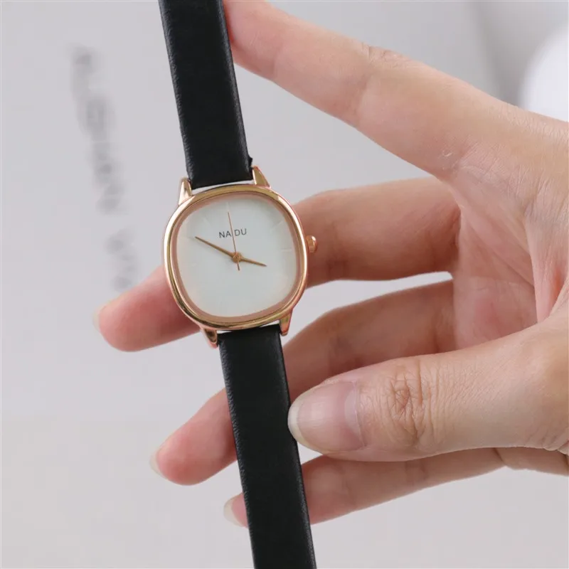 Relógio de pulso de couro elegante feminino, relógio de quartzo feminino, moda feminina, charme quart