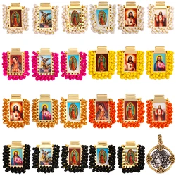 Bohemian Style Colourful Seed Glass Beads Charm Pendant,Fashion Religious Jesus Virgin Mary Jewelry Necklace Bracelet Supply K99