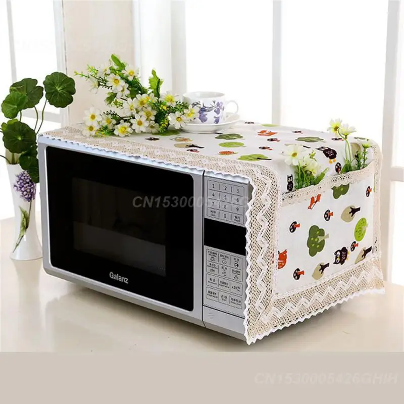 Electric Oven Cover Cloth Easy To Install Cartoon Home Decoration Kitchen Accessories Microwave Oven Cover Moisture-proof Linen