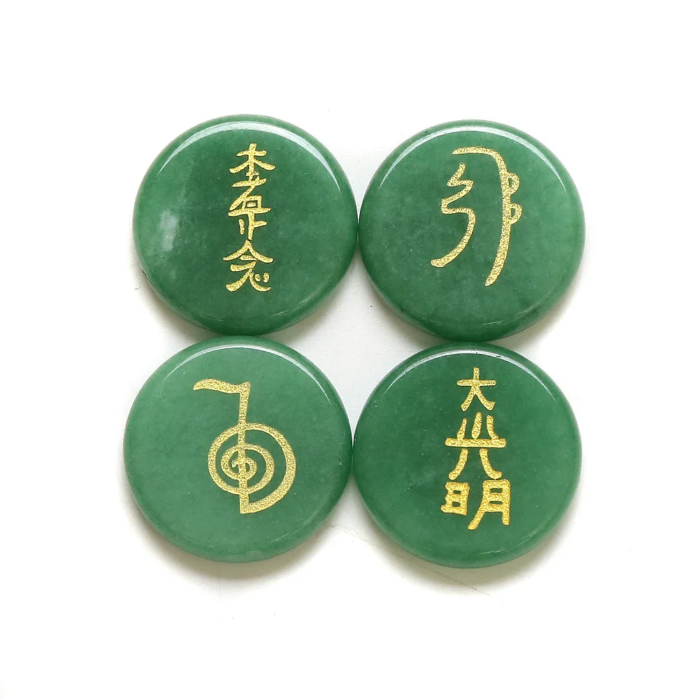 4pcs / Bag Natural Crystal Stone Decoration Religious Four Reiki Symbol Energy Stone Healing Stone Yoga Meditation Amulet