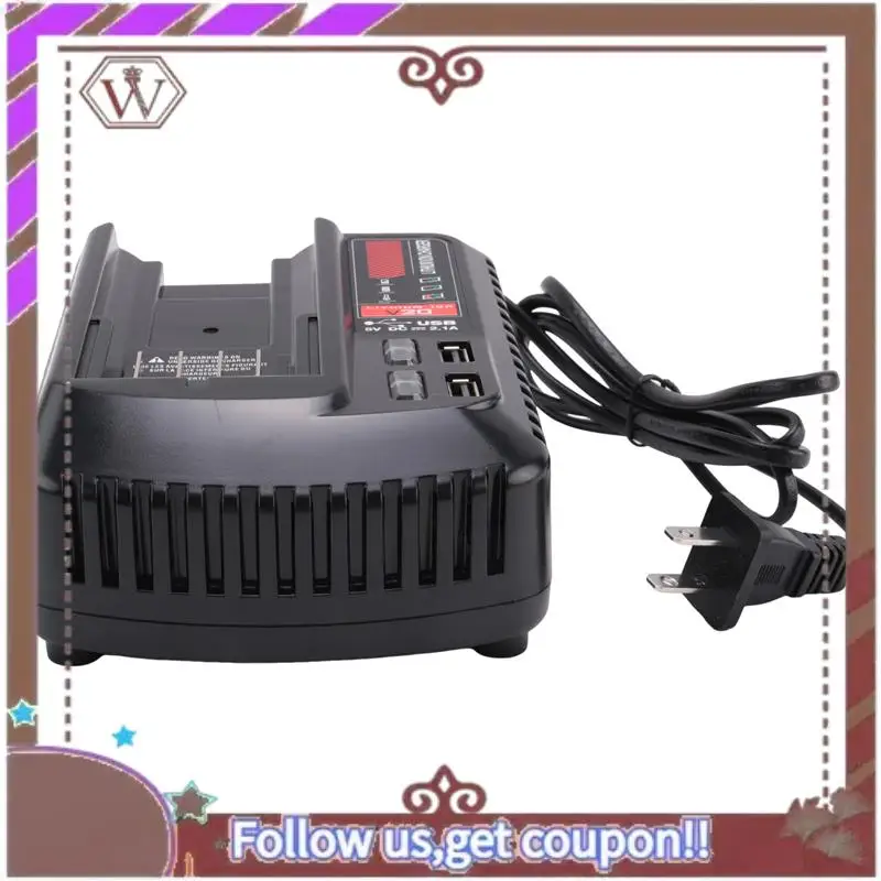 ABBG-For CRAFTSMAN 20V 2A Li- Battery Charger CMCB102 Rechargeable Power Tool Lithium Battery Charger Dual USB