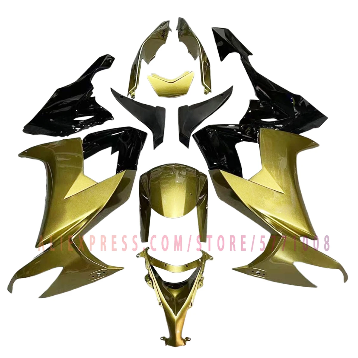 For ZX10R 2008 2009 2010 Motorbike Fairing Kit ABS Plastic Custom Painted Fairings Bodywork Cowling Golden Black