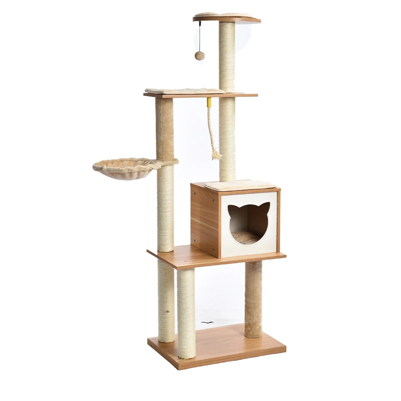 

Petstar Luxury Multi Level Large Cat House Scratch Tower Multifunction Wood Cat Climbing Tree