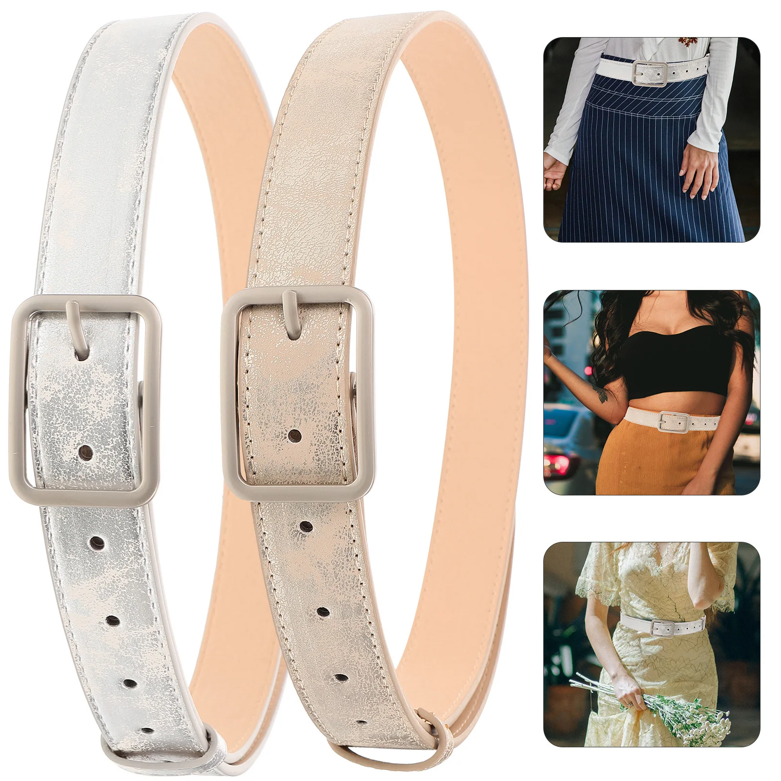 

2Pcs Women Decorative Waist Belt Dress Belt for Jeans Skirt Casual Occasions Women Belts for Jeans