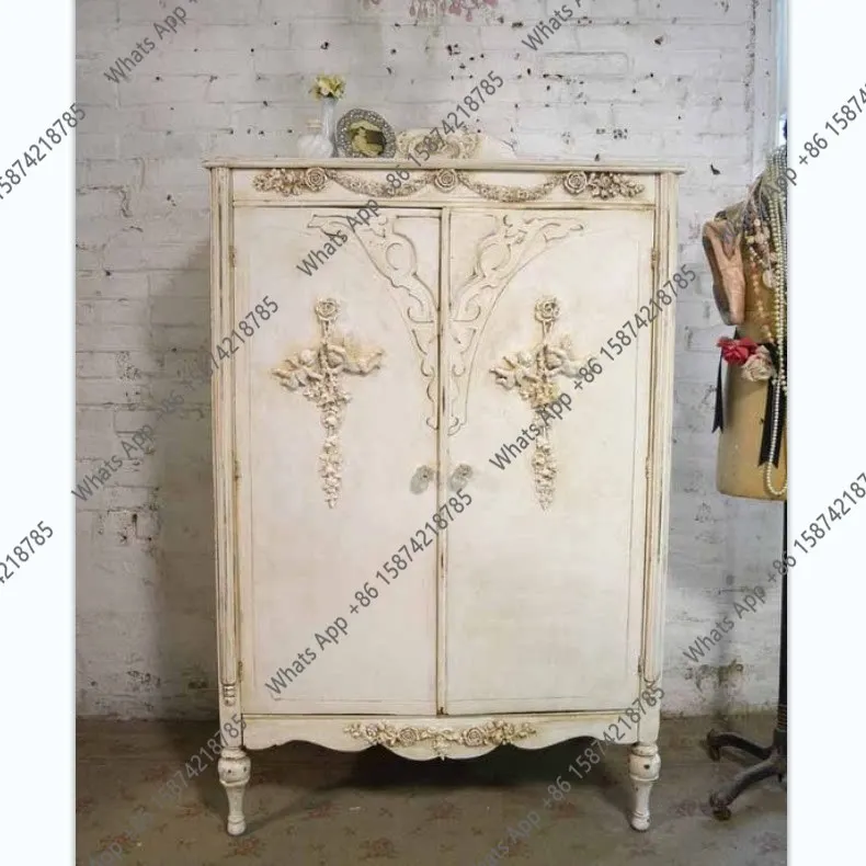 

Шкаф N Wardrobe во французском стиле, из массива дерева, с резьбой и цветочным орнаментом, детский шкаф, двухдверный шкаф, многофункциональный шкаф-локер