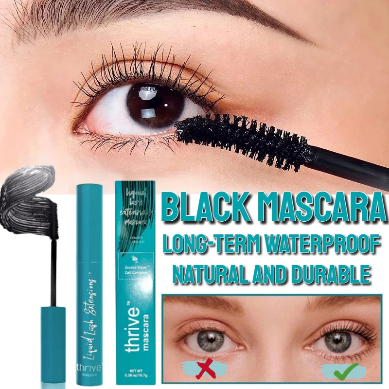 Thrive Causemetics Mascara Lengthened Eyelashes Full Lasting Waterproof Natural Black Eyelashes for Women Waterproof Mascara