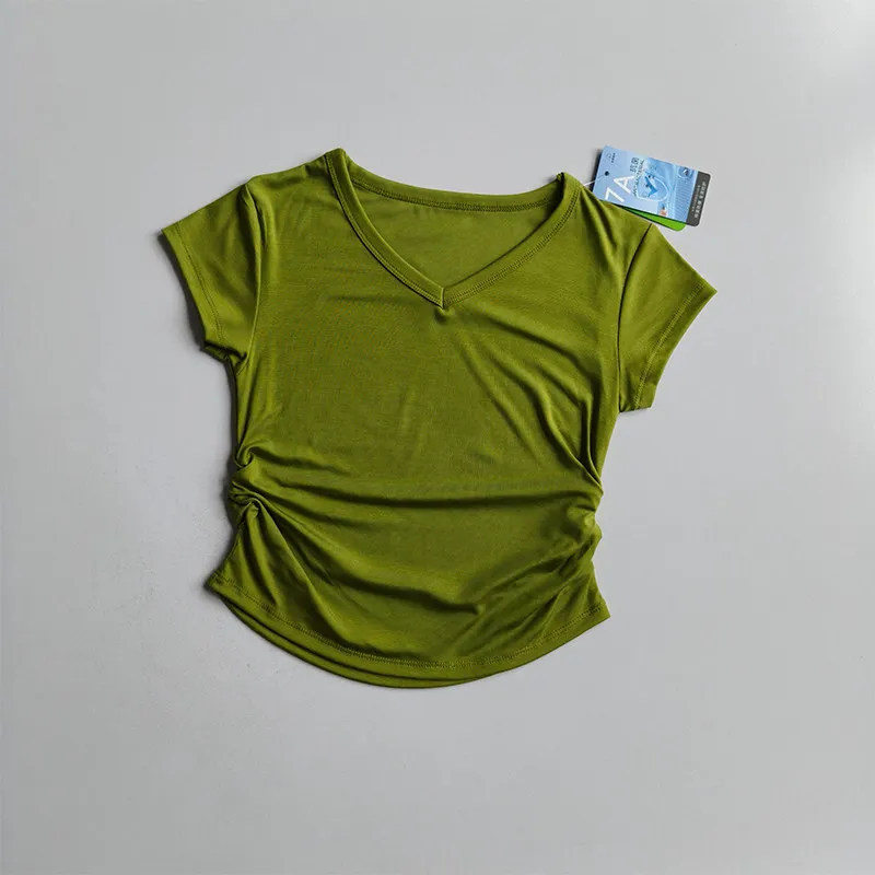 Sommer-Kurzarmshirts Sport-Fitness-T-Shirt Schlanke Taille Sommer-Training Pilates Laufen Schnelltrocknende Fitness-Yoga-Kleidung – Detail 8
