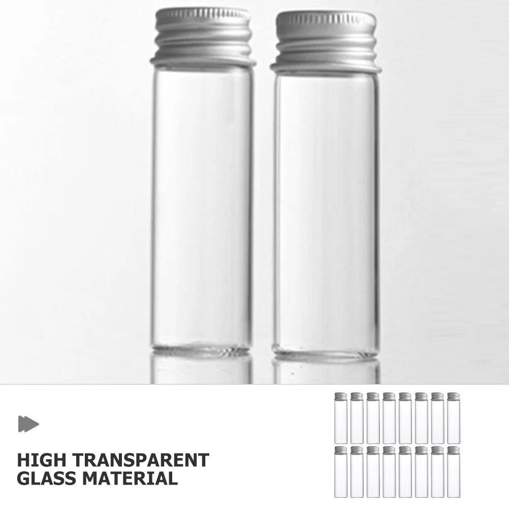 50Pcs Glass Bottles Aluminum Screw Caps Leakproof Mini Jars Sample Containers Small Glass Storage Vials Bottle with Cap