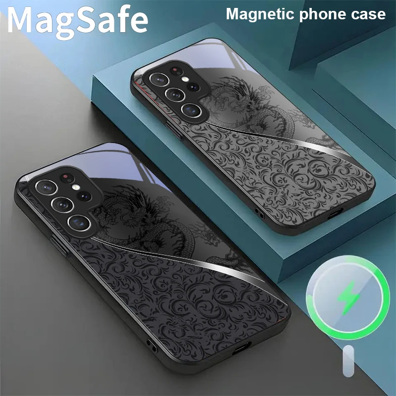 

Dragon Totem Rose Purple For Samsung Galaxy S20 FE S21 S22 S23 Plus S24 Ultra 25 Edge S24Ultra 22Plus Magsafe Glass Phone Casee