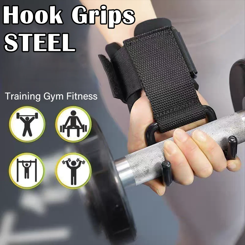 

Weight Lifting Hook Squat Weightlifting Pull-up Wrist Hook Fitness Horizontal Bar Power Assisted Grip Hook Grips with Wrist Wrap