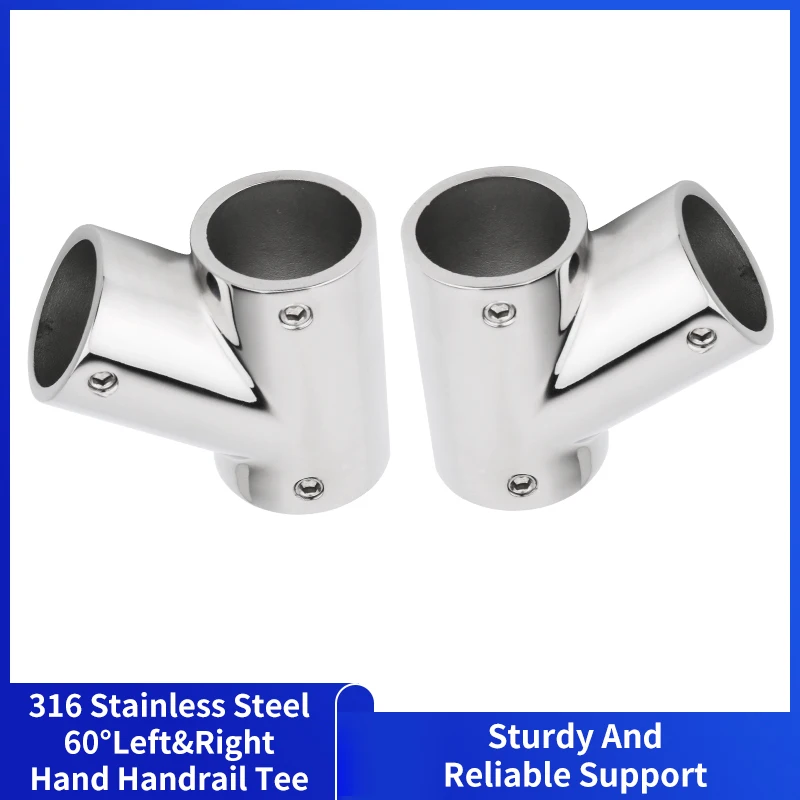 

Alastin 316 Stainless Steel Boat Hand Rail Fitting 60 Degree Left/Right Tee Heavy Duty for 22/25mm Tube Pipe Marine Hardware