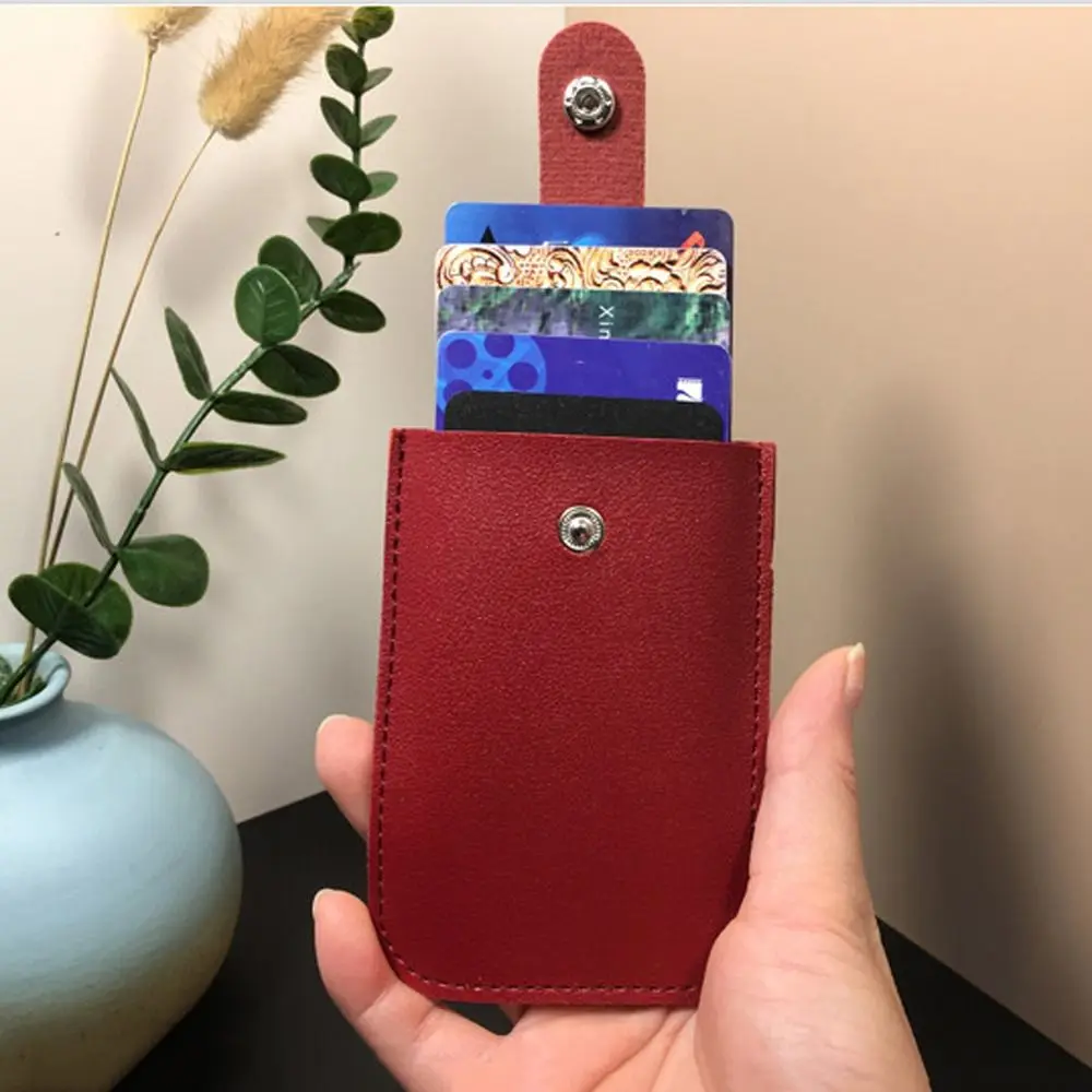 Holder Card Access Control PU Leather Draw Card Holder Pulling Card Holder Women Card Case Men Card Cover Small Purse Wallets