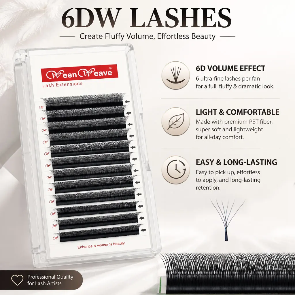 WeenWeave 6D W Style Eyelash Extensions Supplies Easy Fan Lashes Wholesales Premade Volume 12 Rows Natural Soft Private Logo