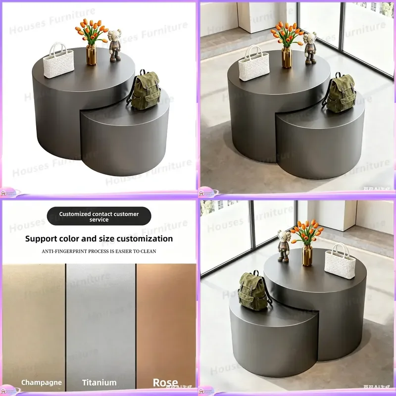 Modern Stainless Steel Round Shoe Cabinet Sandblasted Display Stand Mall Island Storage Unit with Water Feature Home