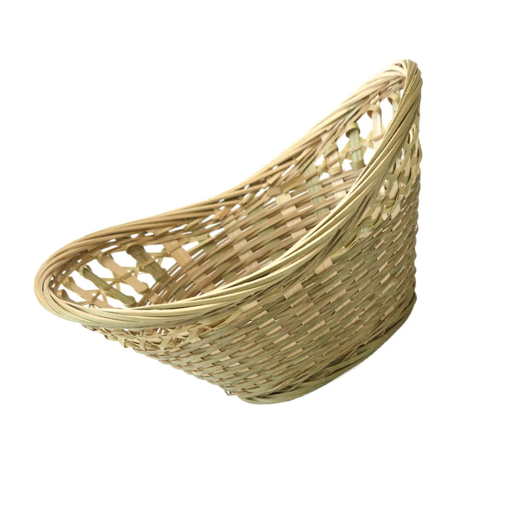 

Bamboo Woven Basket Ingot Shaped Storage Container H made Fruit Vegetable Bun Kitchen Bathroom Home Office Restaurant Display