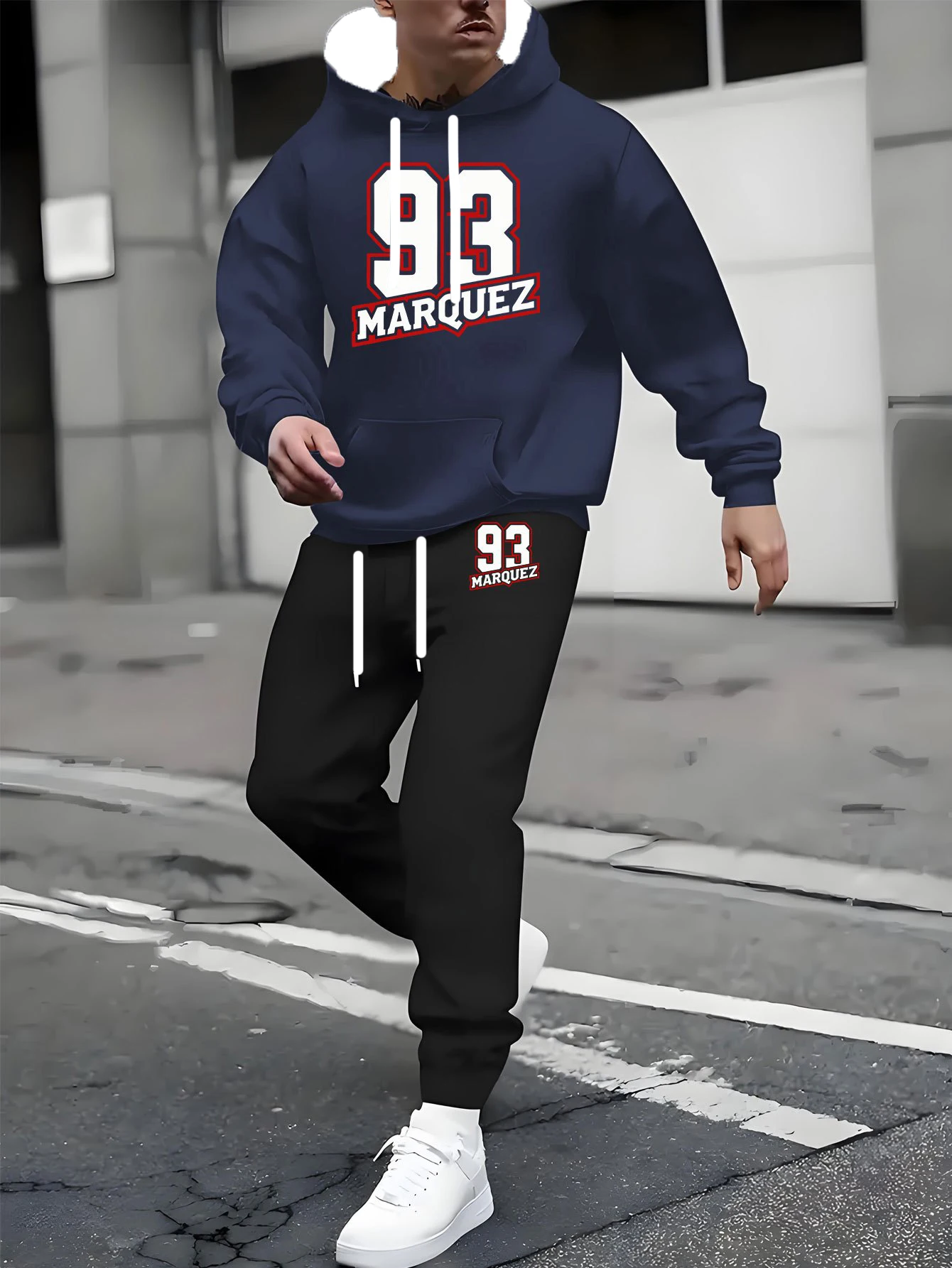 

Autumn and Winter Men Hoodie Set Men 93 Digital Pattern Printed Outdoor Leisure Sports Hoodie Set Quick Drying and Breathable