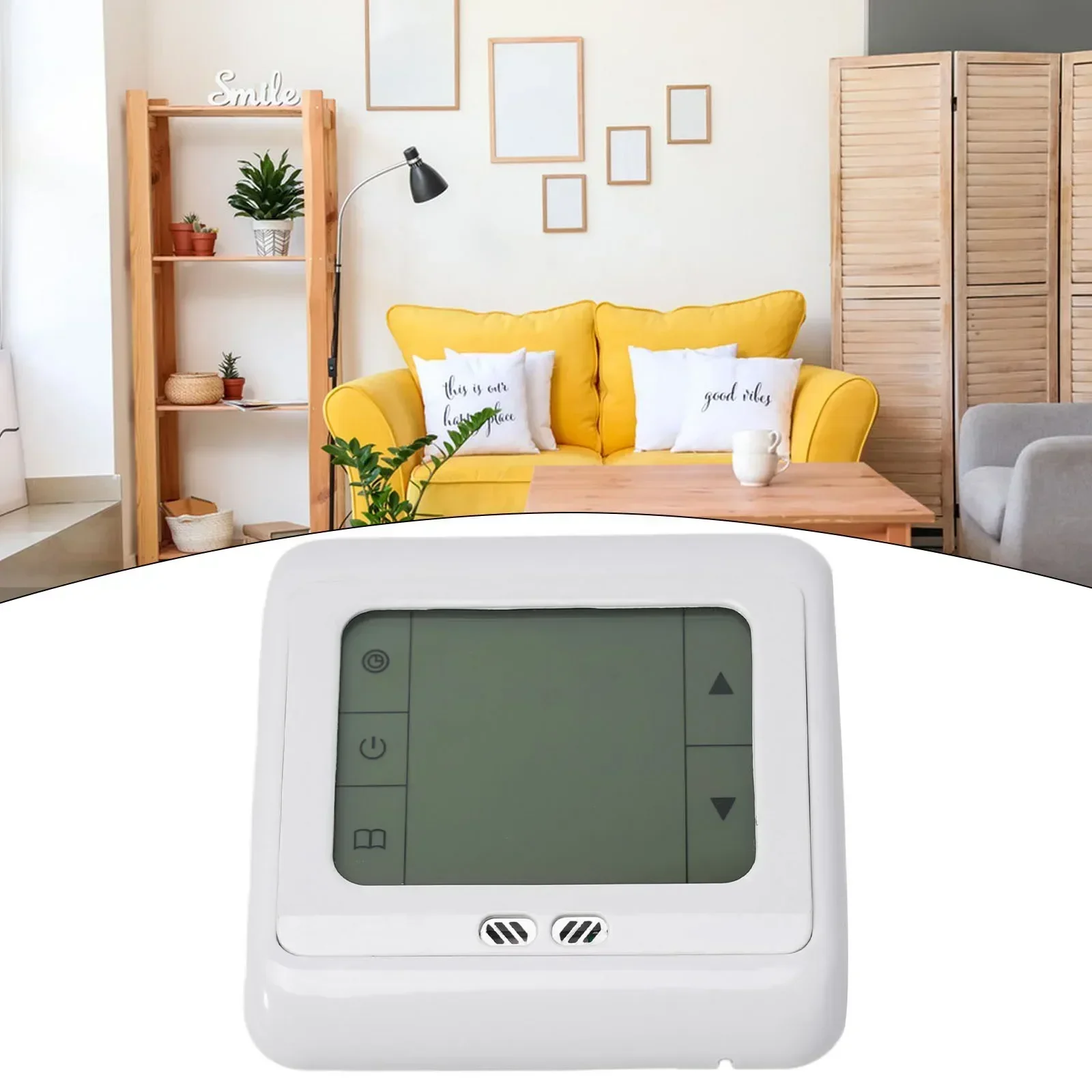 1pc Digital Thermostat Touchscreen Underfloor Heating Room Controller Floor Sensor 86x86x14mm Home Improvement White