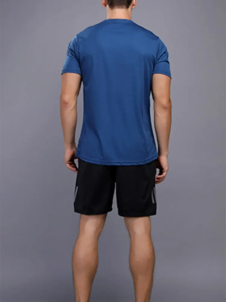 Summer and Spring Running T-Shirt, Men\'s Quick Dry Clothes, Lightweight Breathable Fitness Clothes, Round Neck Short Sleeves