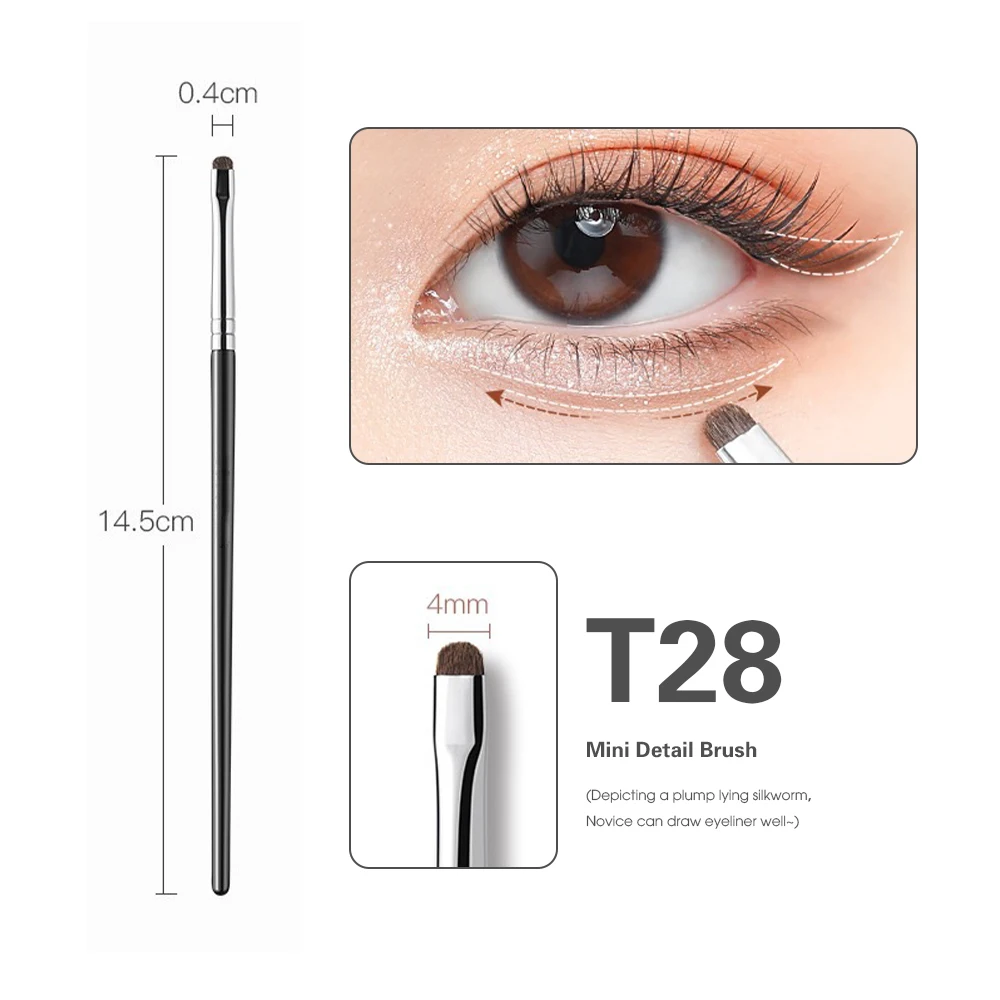 1 Uds. Brocha de maquillaje, delineador de ojos de precisión, brocha para difuminar, pelo de caballo, sombra de ojos, brocha para difuminar, brochas