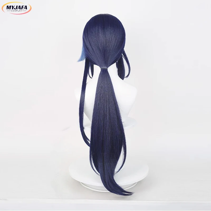 Clorinde Peruca Cosplay com Boné, Destaque Azul, Cabelo Sintético Longo, Resistente ao Calor, Anime Maison