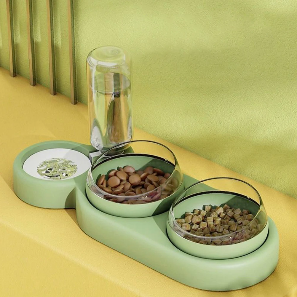 

Plastic Sturdy Cat Dog Bowl Double Slanted Food Drinking Fountain Reusable Pet Bowls Elevated Tilted Mouth Design Protect Spine