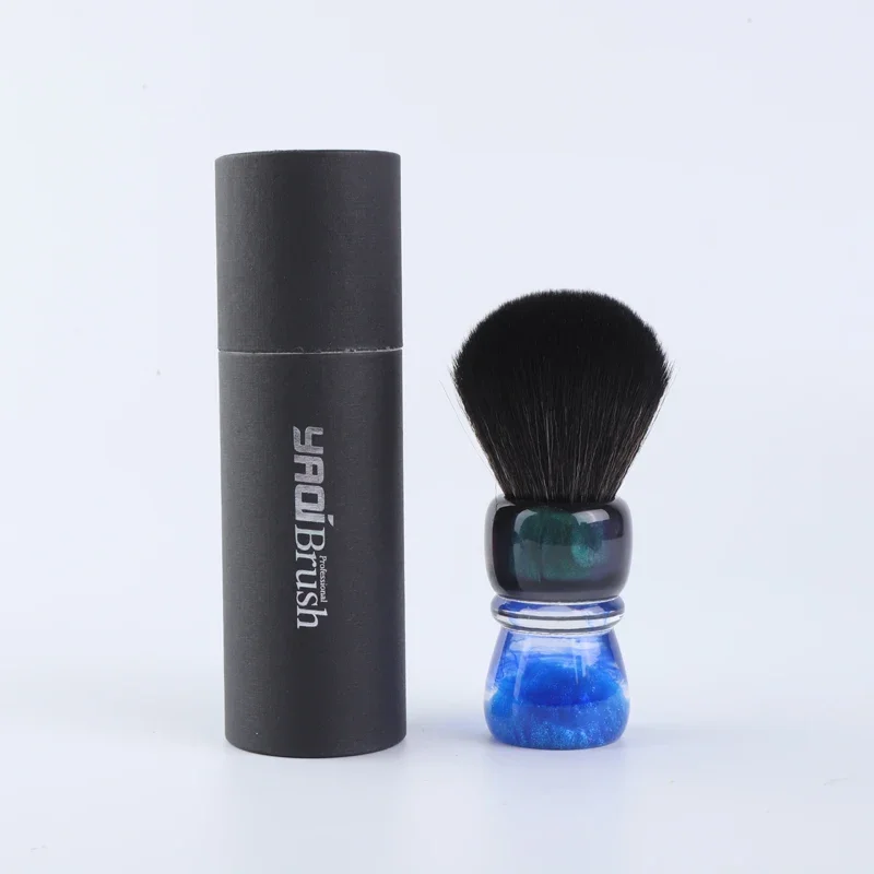 YAQi OCEAN 28 مم مقبض راتينج الشعر الاصطناعي للرجال فرشاة الحلاقة الرطبة ومجموعة صابون الحلاقة