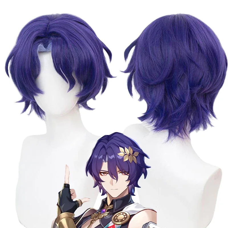 Gioco Honkai: Star Rail Dr. Ratio parrucca Cosplay adulto Unisex blu capelli corti Styling parrucche sintetiche resistenti al calore festa di Halloween