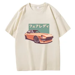 JDM-Camisetas con estampado de coche Retro japonés para hombre, Tops informales de gran tamaño, 100% algodón, cuello redondo, CRX, Harajuku, Verano