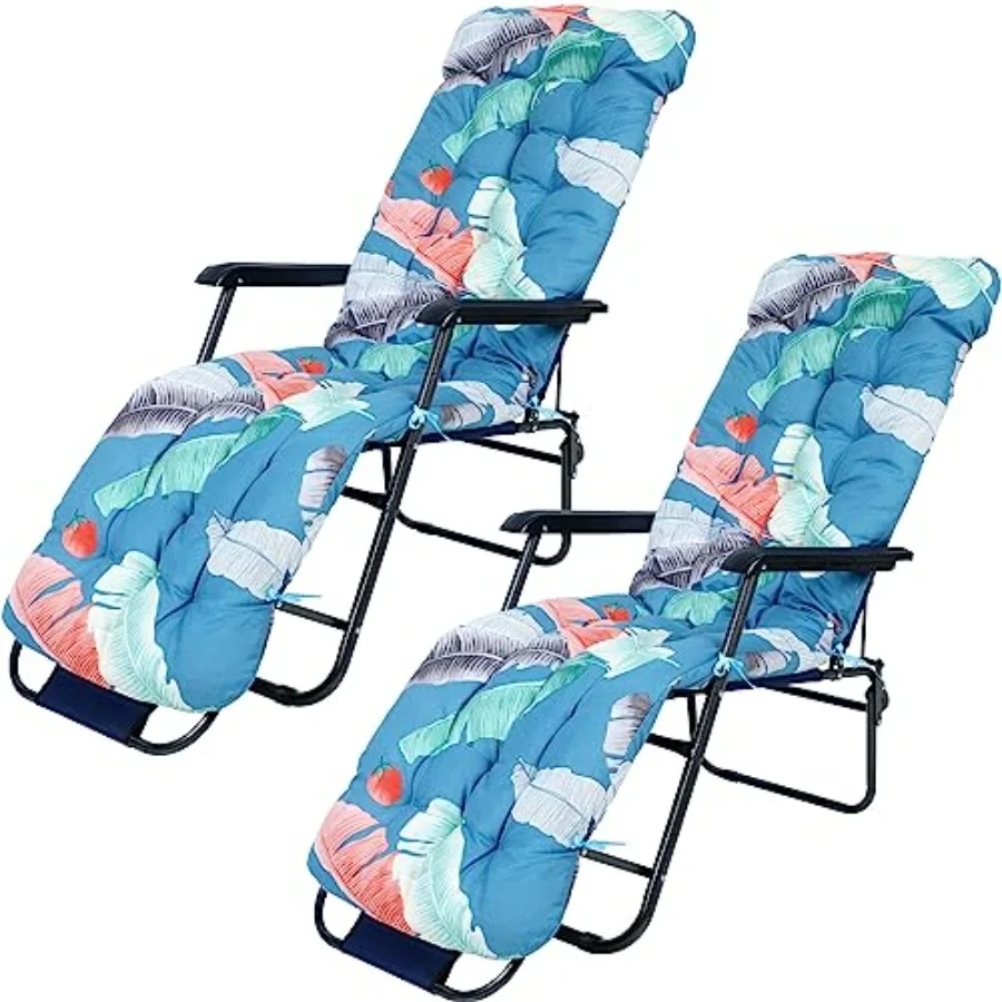 

2 Pcs Outdoor Lounge Chair Cushions 67 x 21 Inch Patio Lawn Lounger Cushion Floral Printed Thickened Lounge Chaise Pads Replace