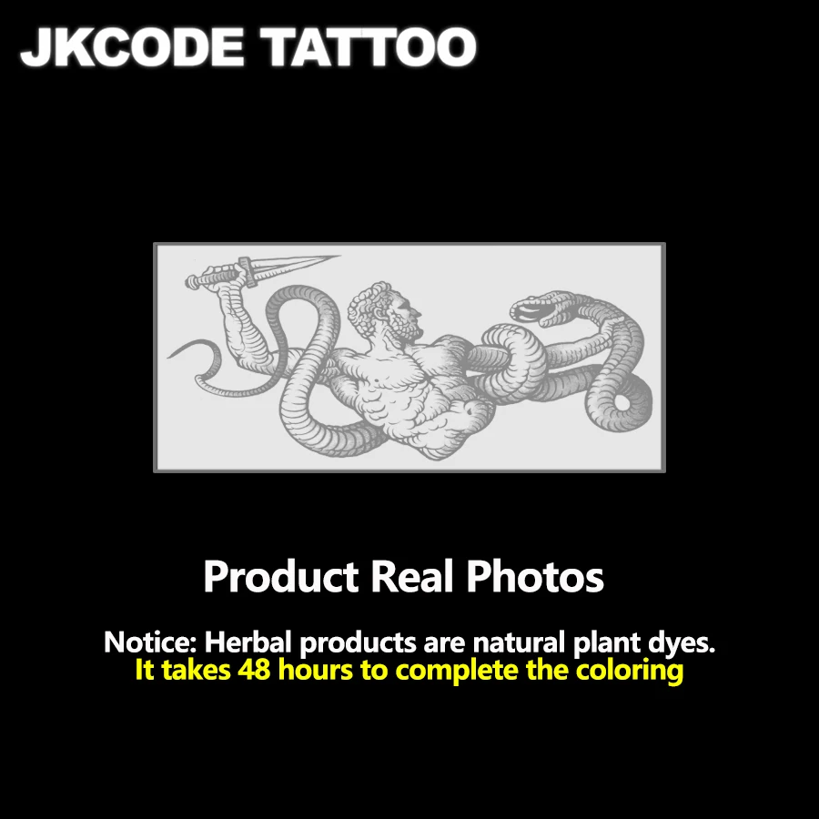 ملصقات وشم عشبية، سيف محارب يقتل الثعبان، وشم رائع للرجال، وشم مؤقت كبير الحجم لليدين والقدمين، مقاوم للماء يدوم طويلاً لمدة 15 يومًا