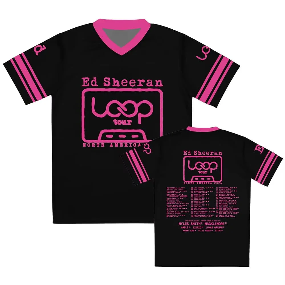

Loop Tour North America 2026 Jersey Ed Sheeran Singer Design 3D Print T-shirt Short Sleeve Loose V-neck Summer Family Kids Tees
