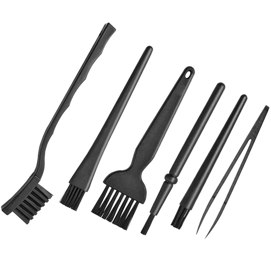 

6 in 1 Black Plastic Anti-static Brush Computer Main Board Keyboard Dust Dirt Removing Tools Cleaning Brushes 30set/lot