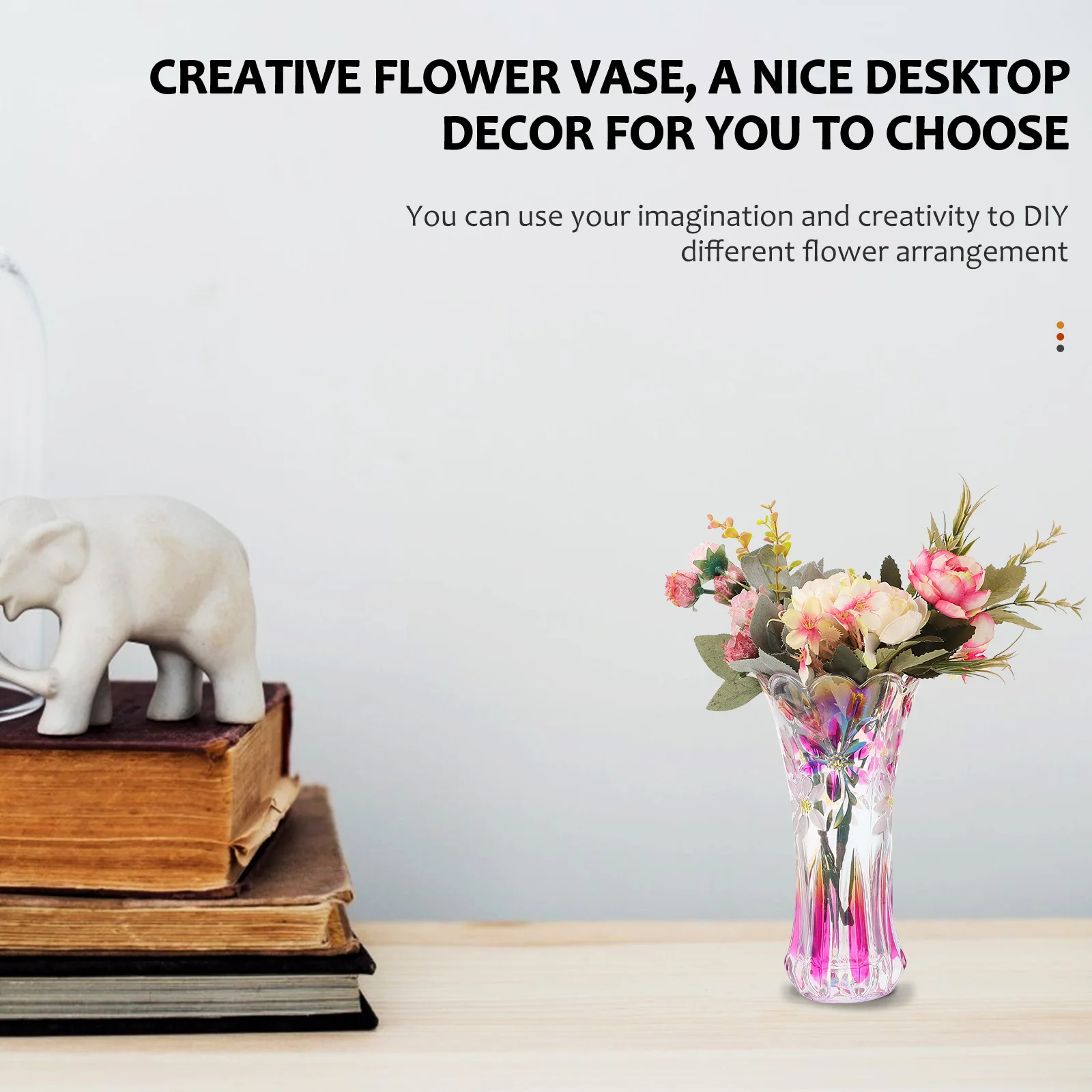 

1Pcs Colored Glass Vase Creative Flower Arrangement Container Home Decor Floral Vase Flower Arrangement Container